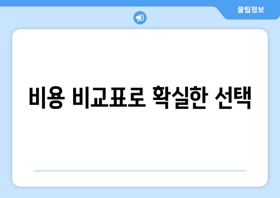 비용 비교표로 확실한 선택