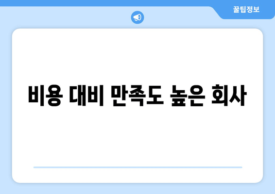 비용 대비 만족도 높은 회사