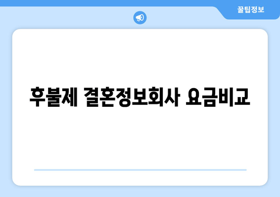 후불제 결혼정보회사 요금비교