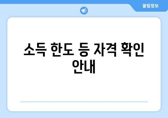 소득 한도 등 자격 확인 안내