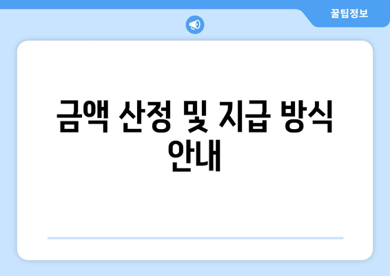 금액 산정 및 지급 방식 안내