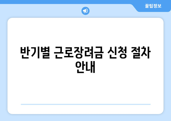 반기별 근로장려금 신청 절차 안내