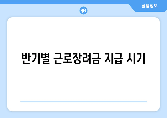 반기별 근로장려금 지급 시기