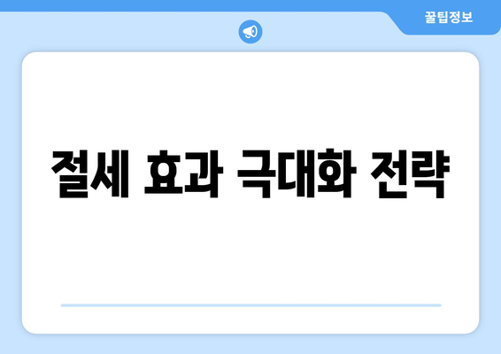 절세 효과 극대화 전략