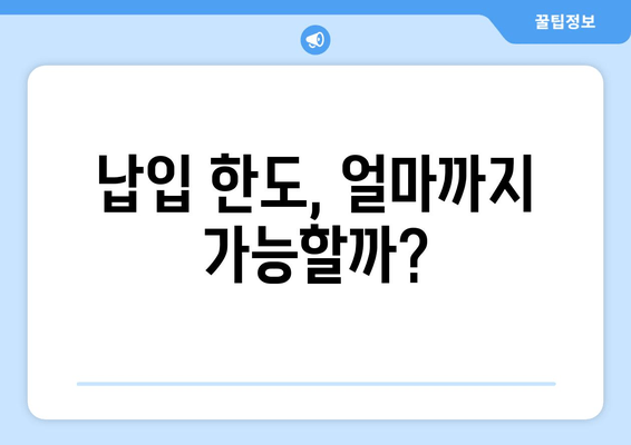 납입 한도, 얼마까지 가능할까?