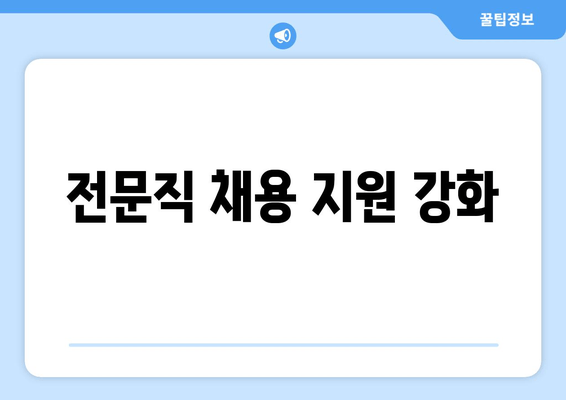 전문직 채용 지원 강화