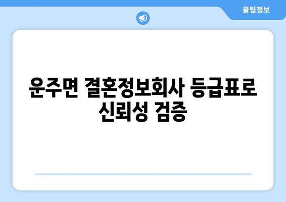 운주면 결혼정보회사 등급표로 신뢰성 검증