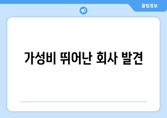 가성비 뛰어난 회사 발견