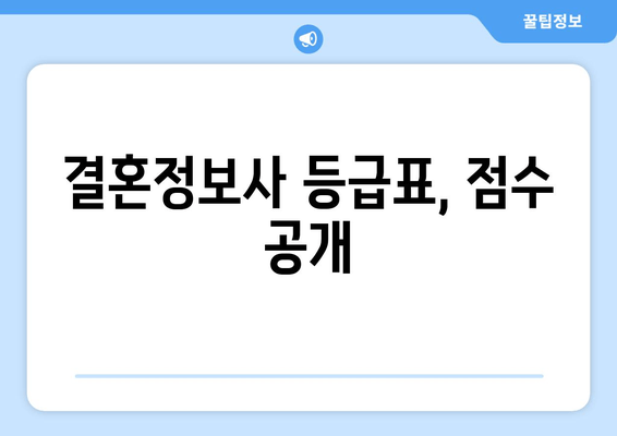 결혼정보사 등급표, 점수 공개