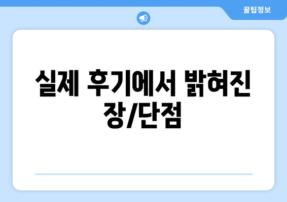 실제 후기에서 밝혀진 장/단점