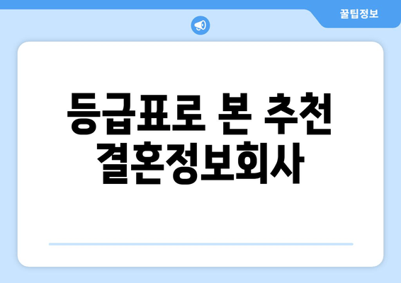 등급표로 본 추천 결혼정보회사