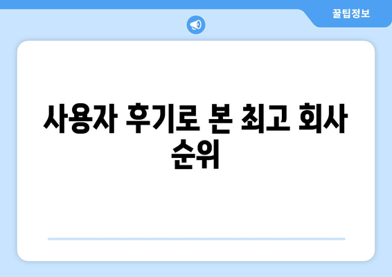 사용자 후기로 본 최고 회사 순위