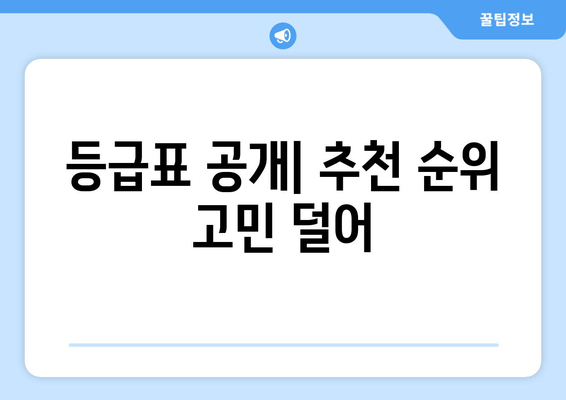 등급표 공개| 추천 순위 고민 덜어