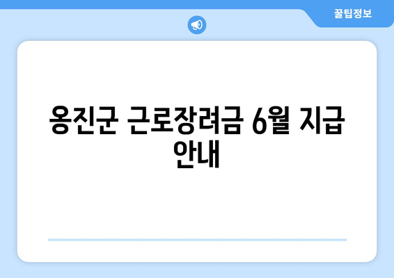 옹진군 근로장려금 6월 지급 안내