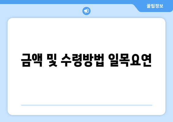 금액 및 수령방법 일목요연