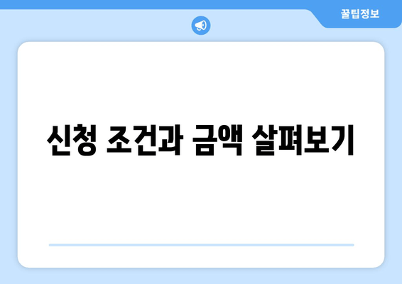 신청 조건과 금액 살펴보기