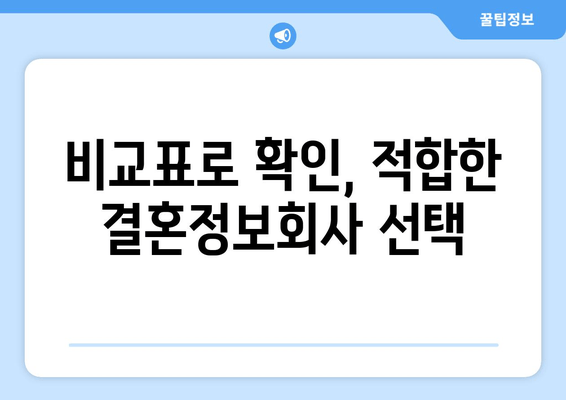 비교표로 확인, 적합한 결혼정보회사 선택