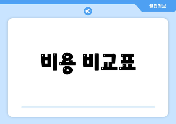 비용 비교표