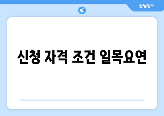 신청 자격 조건 일목요연