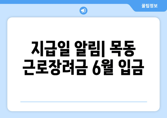 지급일 알림| 목동 근로장려금 6월 입금