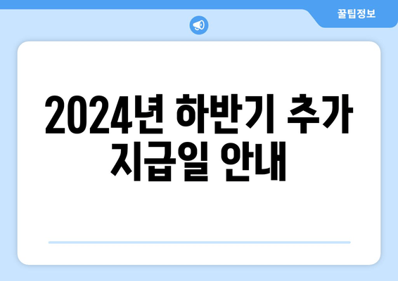 2024년 하반기 추가 지급일 안내