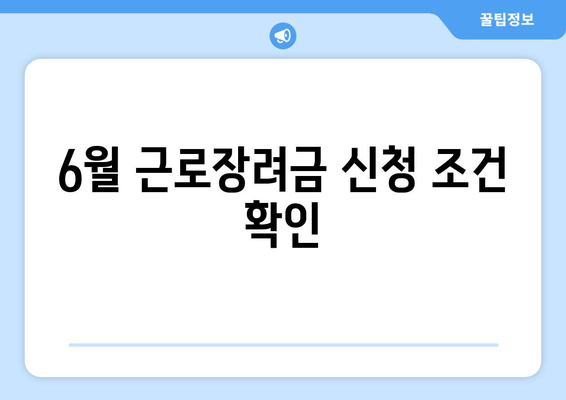 6월 근로장려금 신청 조건 확인