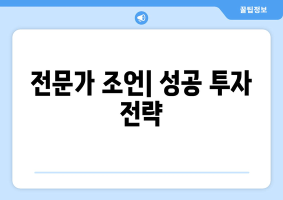 전문가 조언| 성공 투자 전략