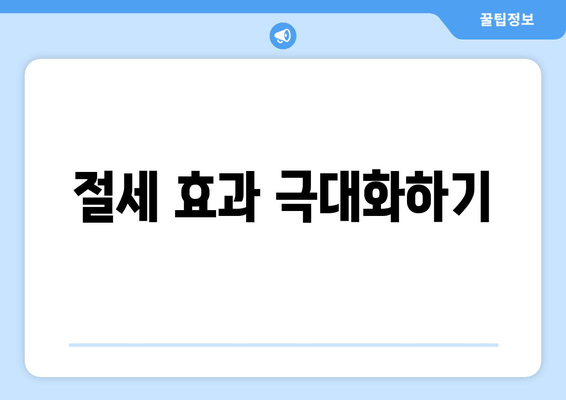 절세 효과 극대화하기