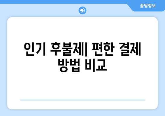 인기 후불제| 편한 결제 방법 비교