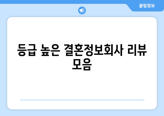 등급 높은 결혼정보회사 리뷰 모음