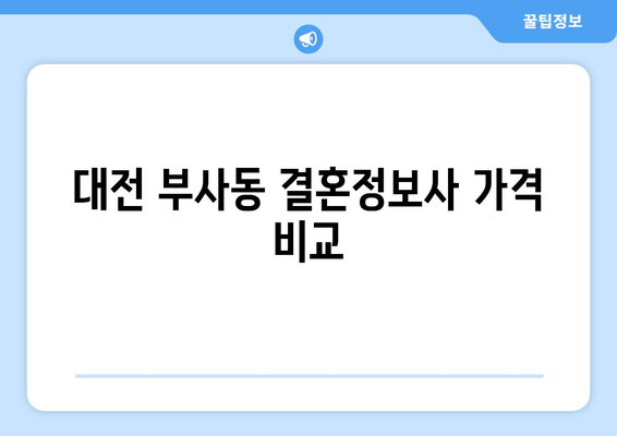 대전 부사동 결혼정보사 가격 비교