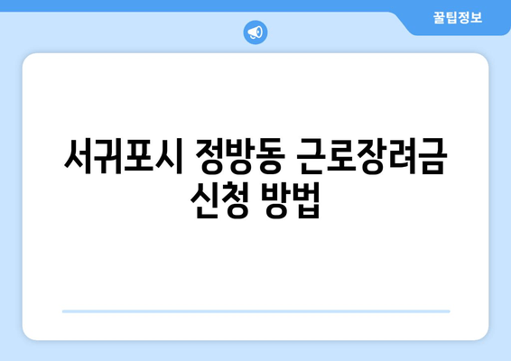 서귀포시 정방동 근로장려금 신청 방법