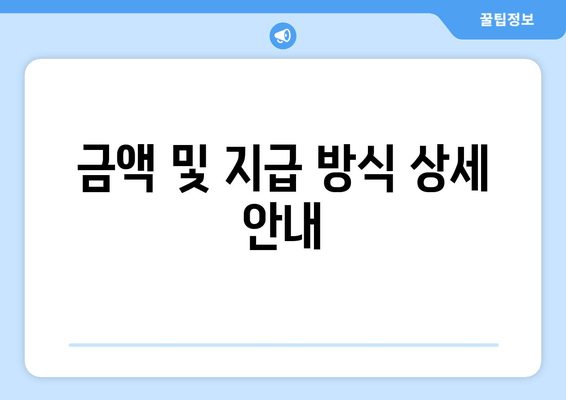 금액 및 지급 방식 상세 안내