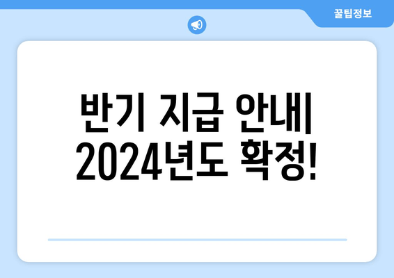 반기 지급 안내| 2024년도 확정!