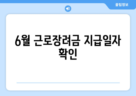 6월 근로장려금 지급일자 확인