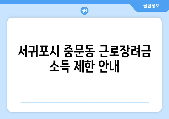 서귀포시 중문동 근로장려금 소득 제한 안내