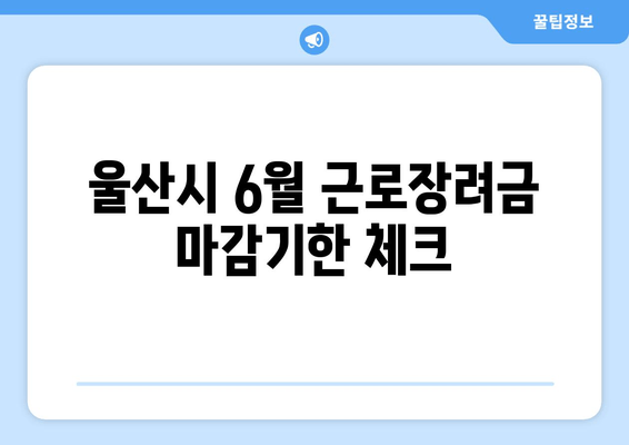 울산시 6월 근로장려금 마감기한 체크