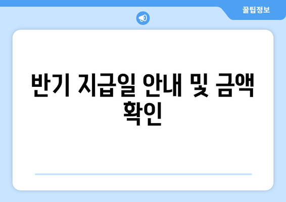 반기 지급일 안내 및 금액 확인