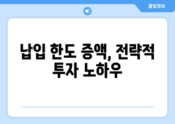 납입 한도 증액, 전략적 투자 노하우