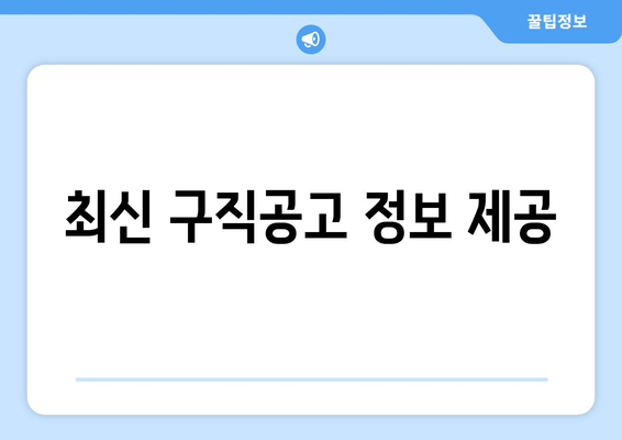 최신 구직공고 정보 제공