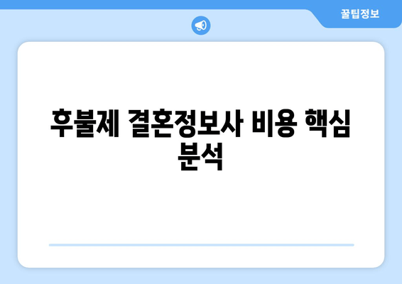 후불제 결혼정보사 비용 핵심 분석