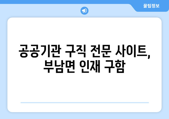 공공기관 구직 전문 사이트, 부남면 인재 구함