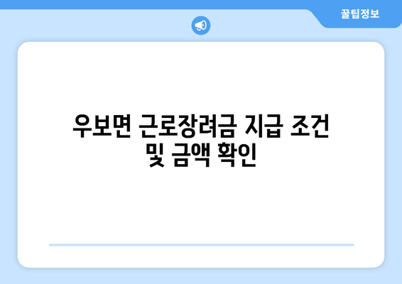 우보면 근로장려금 지급 조건 및 금액 확인