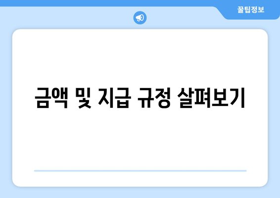 금액 및 지급 규정 살펴보기