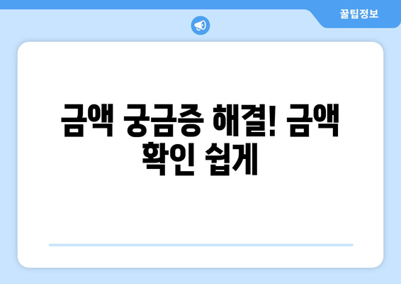 금액 궁금증 해결! 금액 확인 쉽게