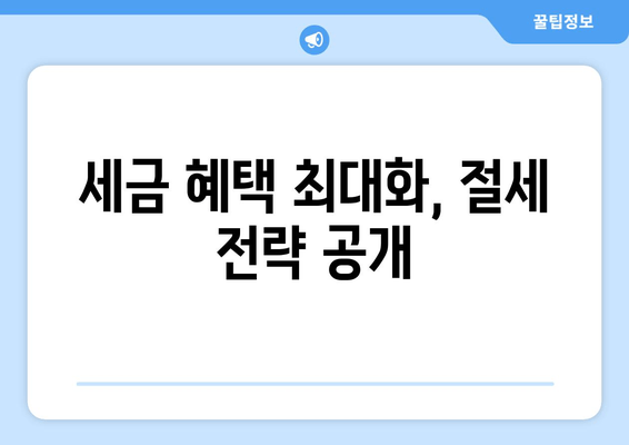 세금 혜택 최대화, 절세 전략 공개