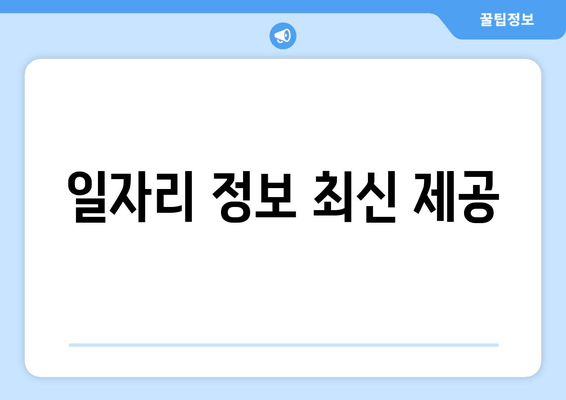 일자리 정보 최신 제공