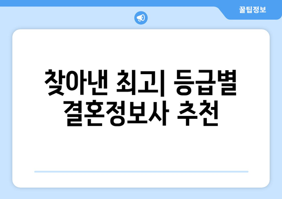 찾아낸 최고| 등급별 결혼정보사 추천