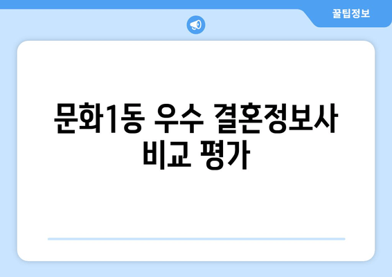 문화1동 우수 결혼정보사 비교 평가