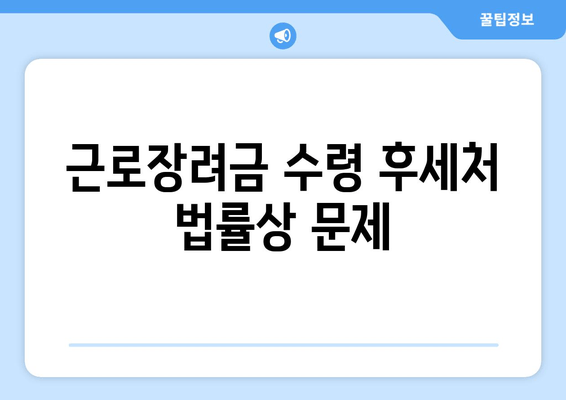 근로장려금 수령 후세처 법률상 문제